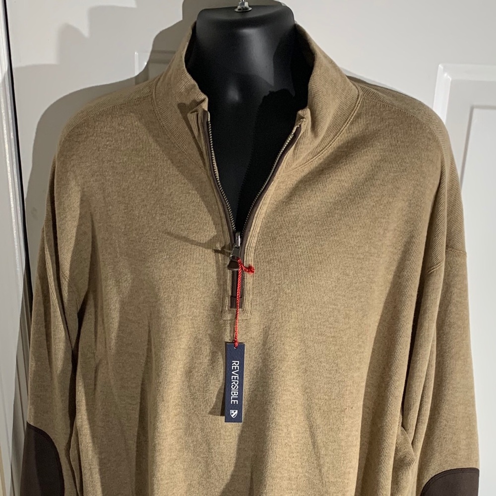 Daniel Cremieux Reversible Big Man 1/4 Front Zip Long Sleeve Cotton Pullover